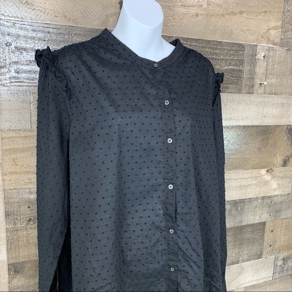 Old Navy Tops - Old Navy Black Swiss Dot Ruffle Sleeve Blouse Size XXL Tall